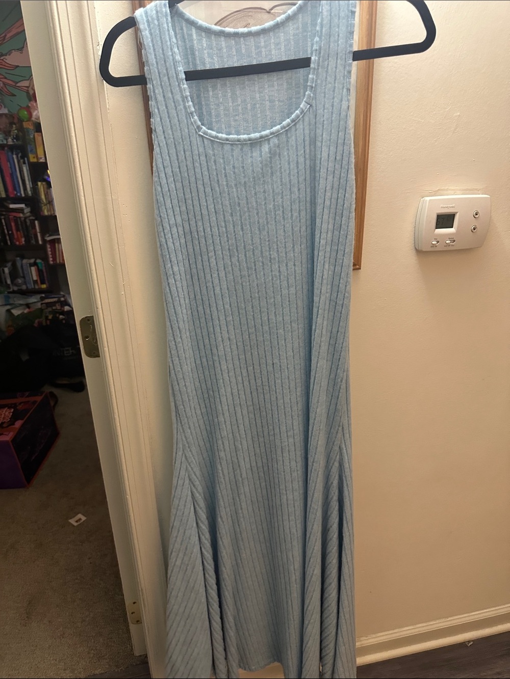 Light Blue Ribbed Maxi Dress